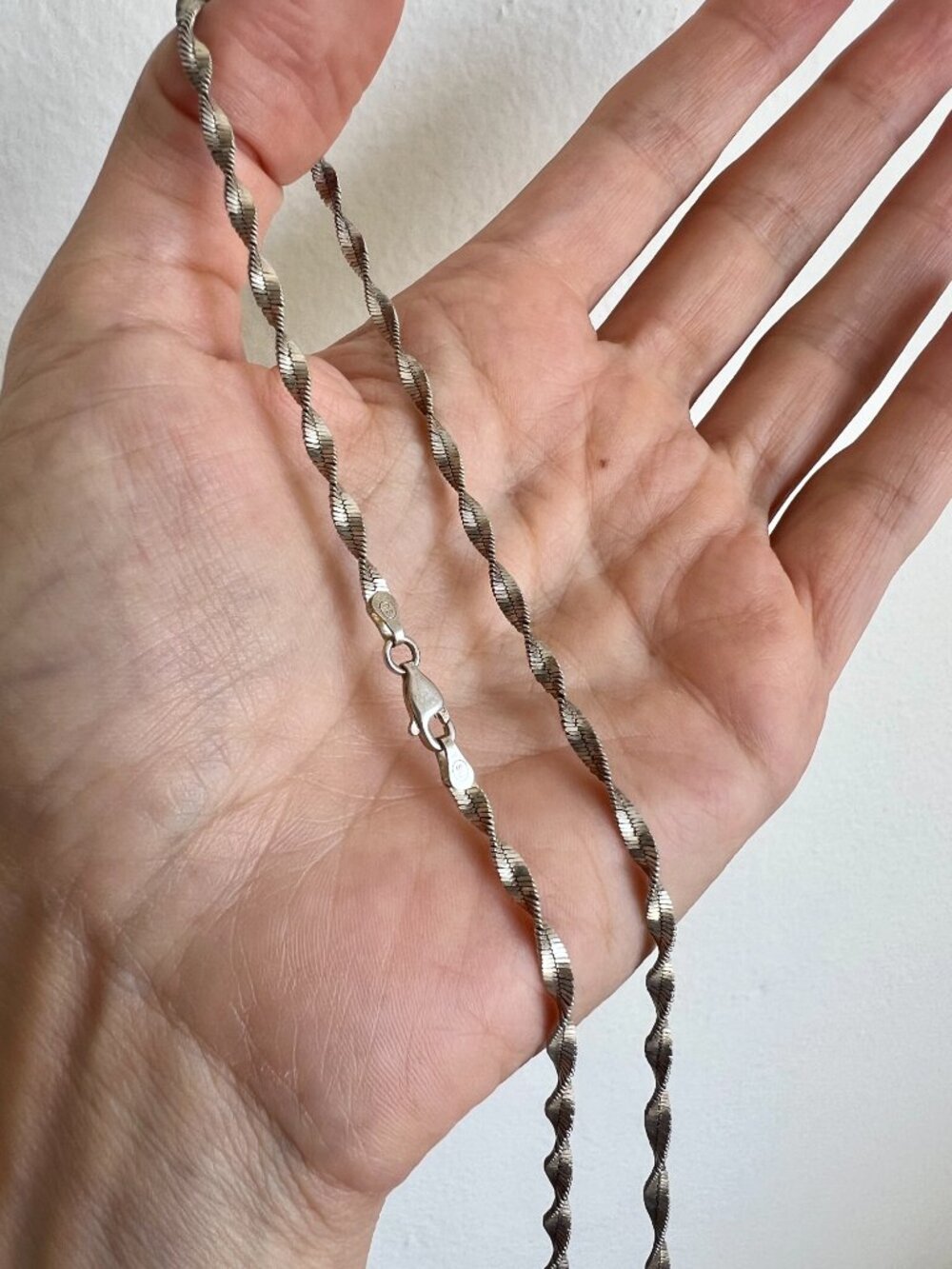 Vintage Italian Sterling Silver Rope Twist Chain Spiral Helix 20" 925 Italy